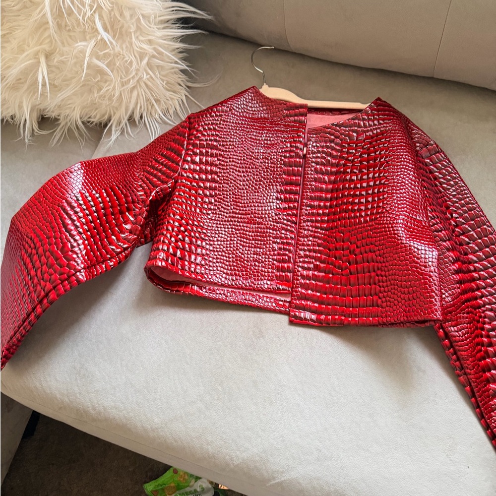 Red Crocodile Pattern Women's Jacket - image 2
